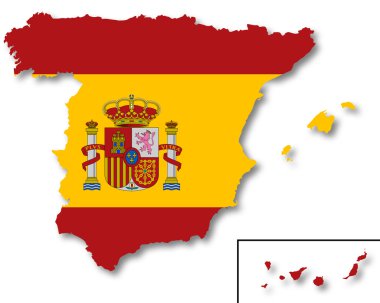 İspanya Haritası ve Bayrağı