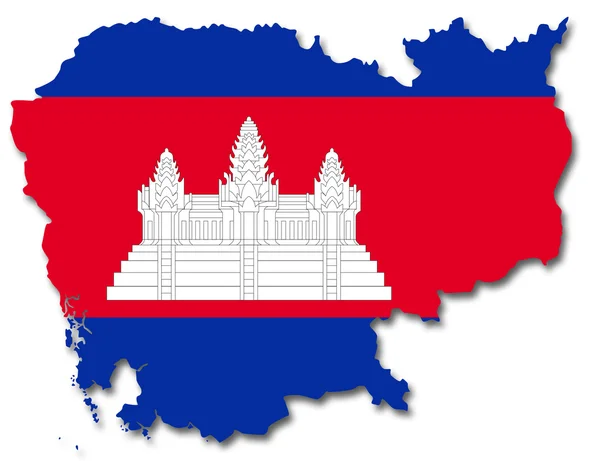 地图和国旗的柬埔寨 — 图库照片