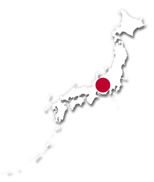 日本地图和国旗 — 图库照片