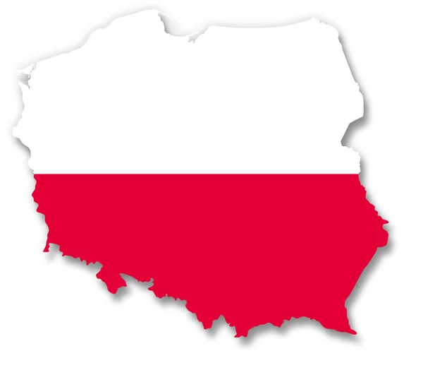 Mapa i bandera Polski — Zdjęcie stockowe