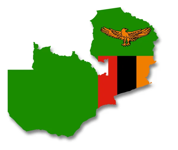 Carte et drapeau de Zambie — Photo