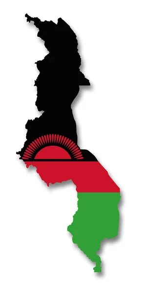 Kaart en de vlag van malawi — Stockfoto