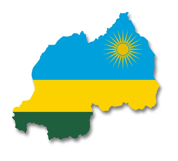 Karta och flagga rwanda — Stockfoto