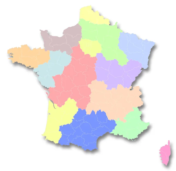 Fransa'nın yeni bölgeler Haritası — Stok fotoğraf