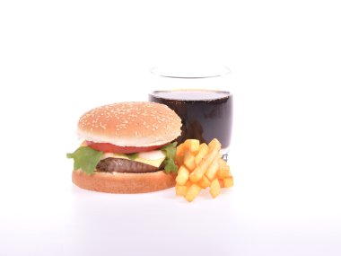 Beyaz arkaplanda hamburger