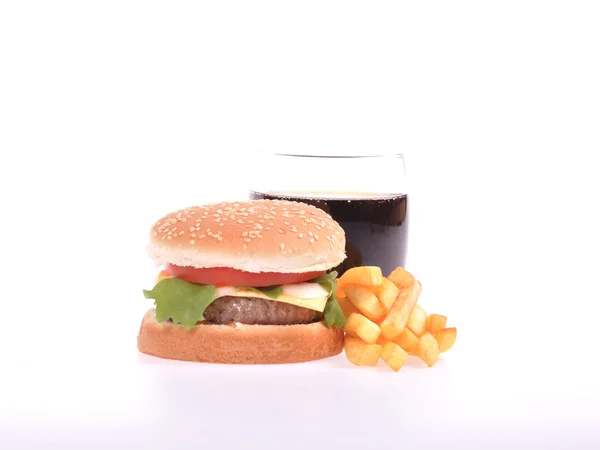 흰 배경의 햄버거 — 스톡 사진