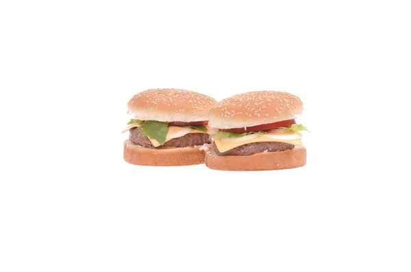 흰 배경의 햄버거 — 스톡 사진