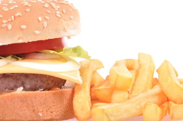 Hamburguesa sobre fondo blanco — Foto de Stock