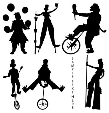 Circus Artist Silhouette on white background clipart
