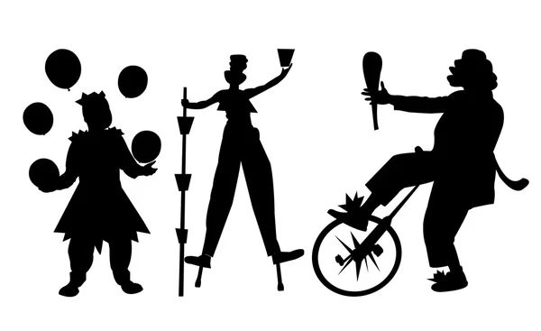 Artiste de cirque Silhouette sur fond blanc — Image vectorielle