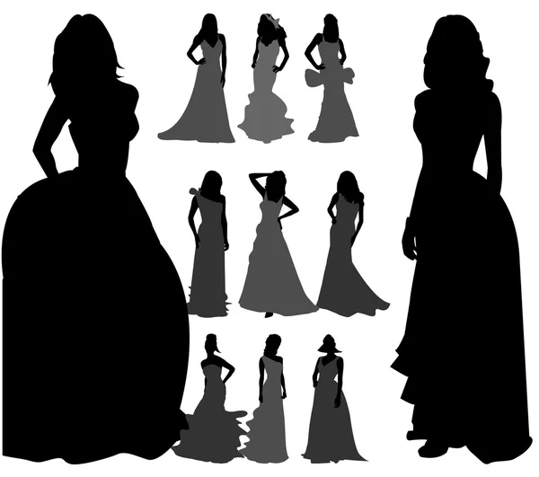 Belle modèle filles en robe — Image vectorielle