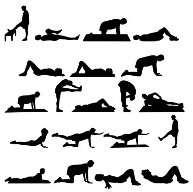 kız ve erkek egzersiz Silhouettes
