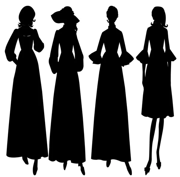 Mujeres siluetas moda — Archivo Imágenes Vectoriales