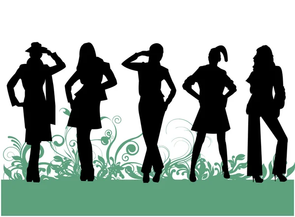 Women silhouettes fashion — Stock Vector