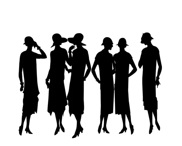 Mujeres siluetas moda — Vector de stock