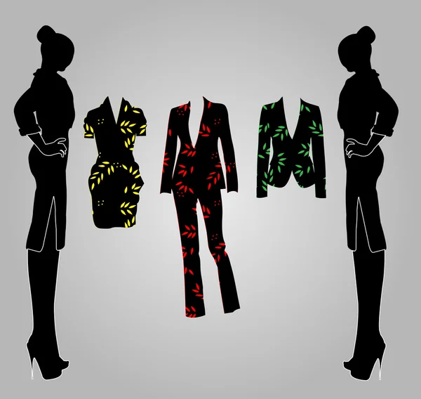 Mujeres siluetas moda — Vector de stock