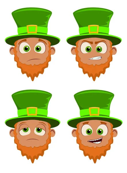 Vector illustration of st. Patrick emotions — Stock Vector