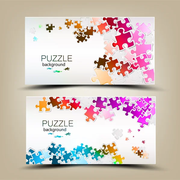 Puzzle parçaları yapılmış mozaik ile kartvizit — Stok Vektör