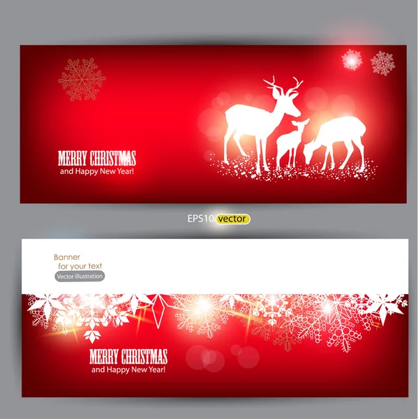 Elegant jul banners med hjortar — Stock vektor