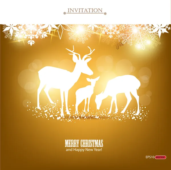 Elegante Weihnachtsbanner mit Hirschen — Stockvektor