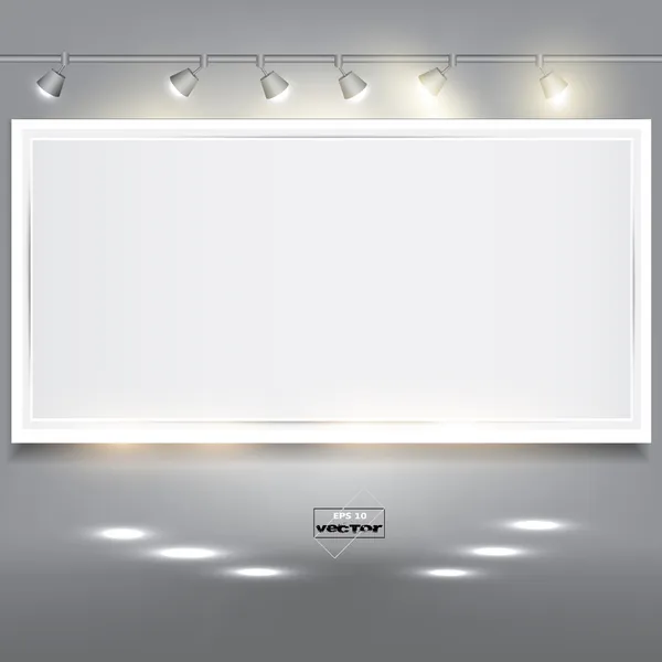 Empty white banner for product advertising with lighting — Stock Vector
