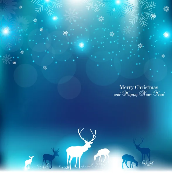 Beautiful Christmas background with reindeer and place for text. — Stock Vector