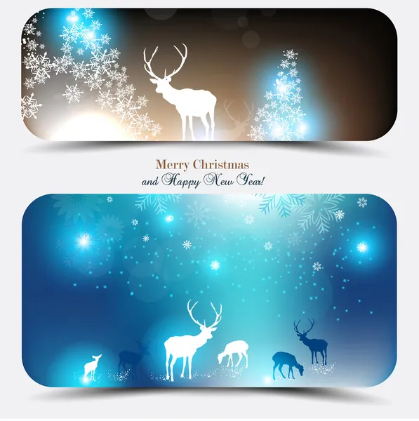 Élégantes bannières de Noël avec cerfs . — Image vectorielle