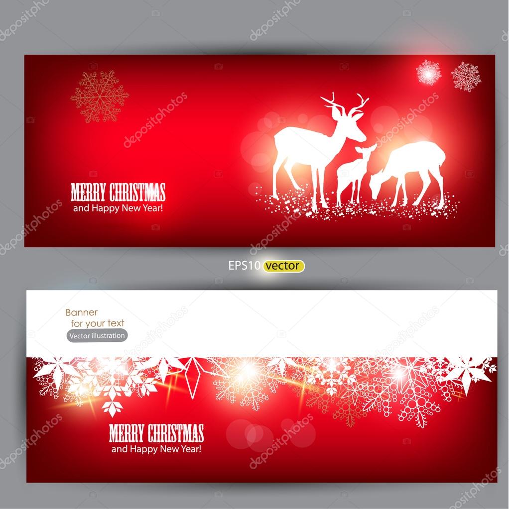 Elegant Christmas banners with deers