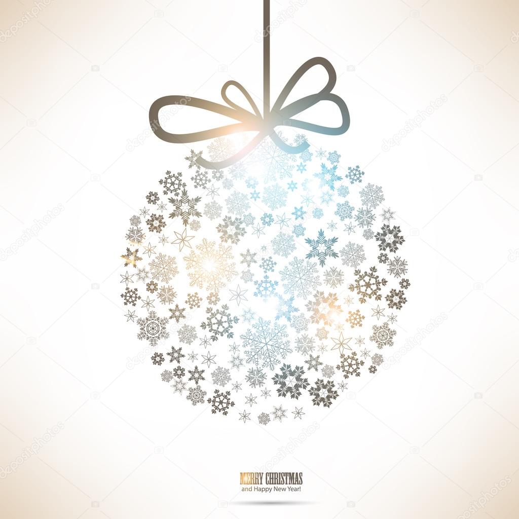 Christmas ball made from snowflakes. Christmas background