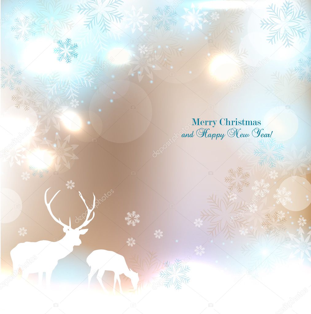 Beautiful Christmas background with reindeer and place for text.
