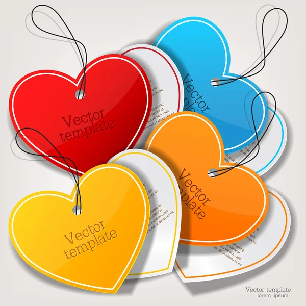 Set van bubbels, stickers, etiketten, tags. vorm van harten — Stockvector