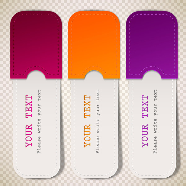 Colorful bookmarks with place for text