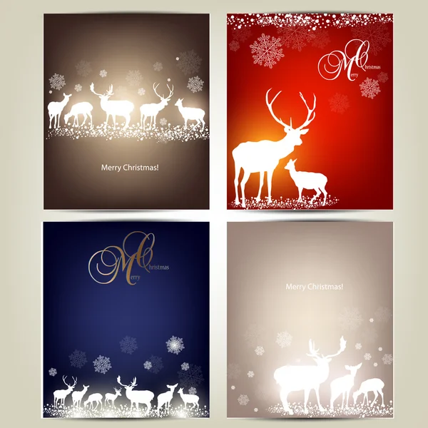 Élégantes bannières de Noël avec des cerfs. Illustration vectorielle avec p — Image vectorielle