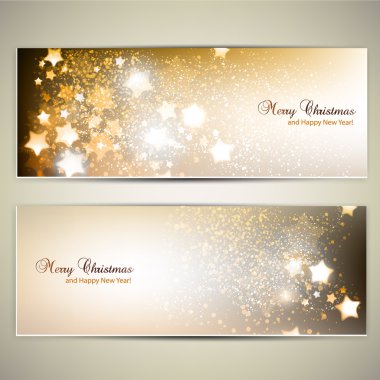 Set of Elegant Christmas banners with stars