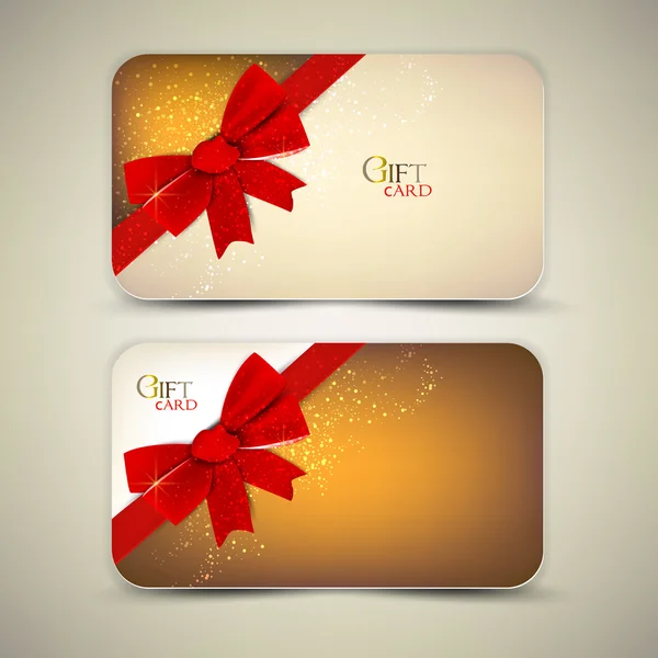 Collezione di gift card con nastri rossi. Sfondo vettoriale — Vettoriale Stock