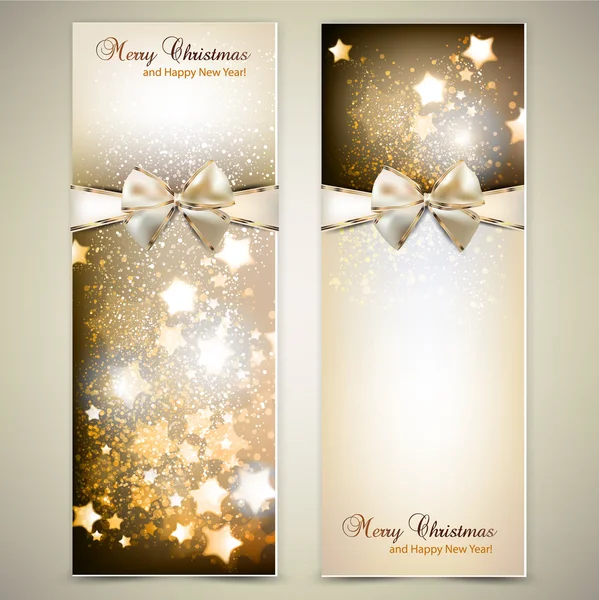 Greeting cards with white bows and copy space. — Stock Vector