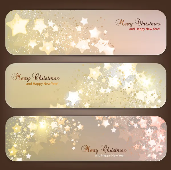 Set van elegante Kerstmis banners met sterren. vectorillustratie — Stockvector