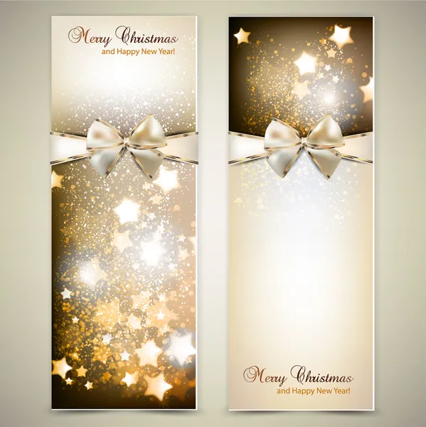 Greeting cards with white bows and copy space. — Stock vektor