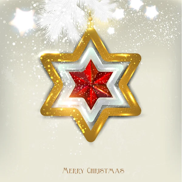おもちゃでクリスマスの背景。クリスマスの星。ベクトルの背景 — ストックベクタ