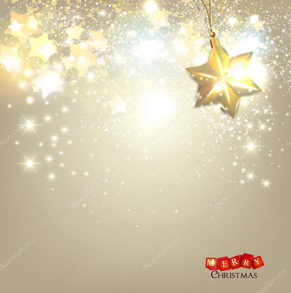 Elegant Christmas background with golden stars and place for tex