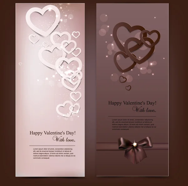 Tarjetas de felicitación con corazones de papel hechos a mano y espacio para copiar. Vecto. — Vector de stock