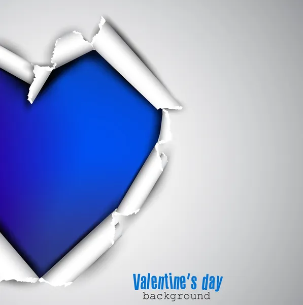 Torn paper with space for text. Blue heart. Valentine's day vect — Stock Vector
