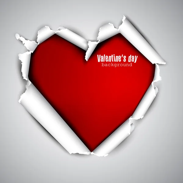 Torn paper with space for text. Red heart. Valentine's day vecto — Stock Vector