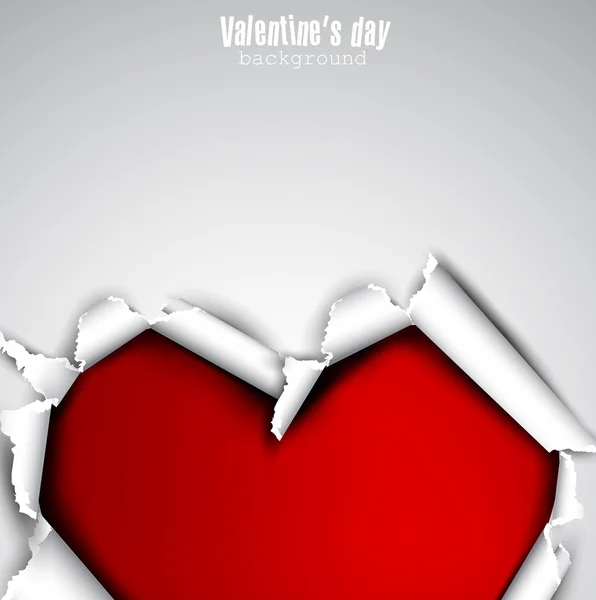 Torn paper with space for text. Red heart. Valentine's day vecto — Stock Vector