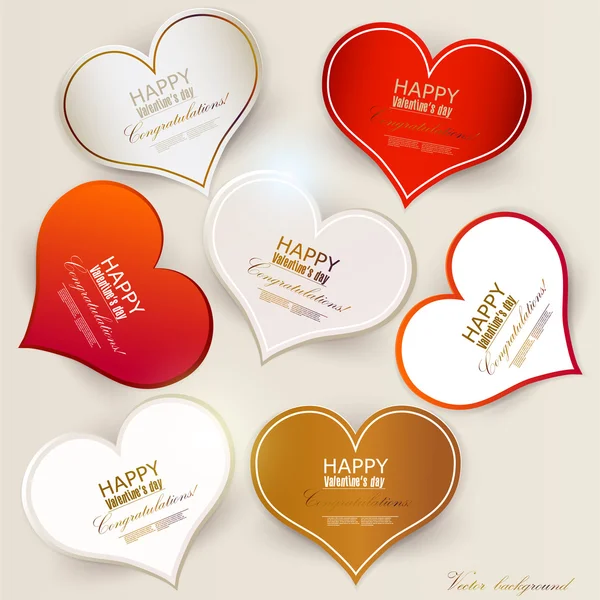 Set van bubbels, stickers, etiketten, tags. vorm van harten. Valenti — Stockvector