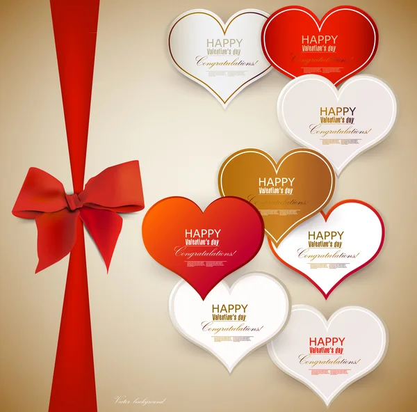 Set de burbujas, pegatinas, etiquetas, etiquetas. Forma de corazones. Valenti. — Vector de stock