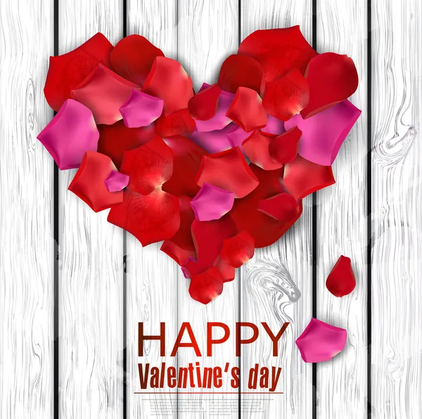 ahşap doku gül yaprakları yapılmış güzel bir kalp. vektör