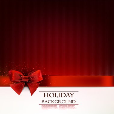 Kırmızı yay ve metin için yer zarif tatil arka plan. Vect