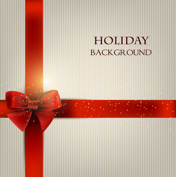 Elegant holiday background with red bow and space for text. Vect