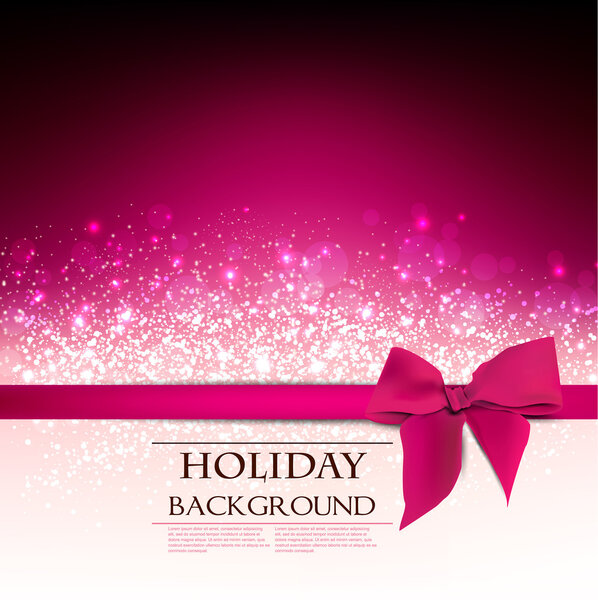 Elegant Holiday Red background with bow and place for text. Vec